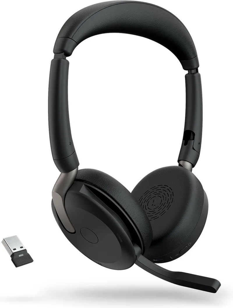 Bluetooth Headset with Microphone Jabra Evolve2 65 Flex Black by Jabra, Black – cover