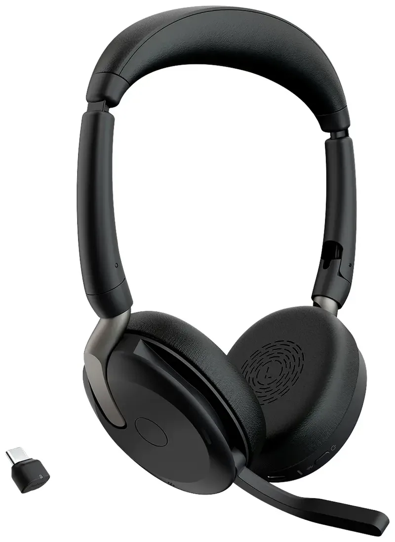 Evolve2 65 Flex Link380c MS + Ladepad On Ear headset Computer Bluetooth Stereo Noise Cancelling Headset, Mi by Jabra, Black – cover 2 of 2