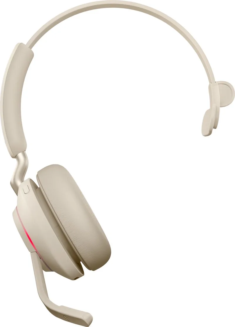 Evolve2 65 UC Mono - Bluetooth Headset - op oor - omkeerbaar - draadloos - USB-C - ruisisolatie de Jabra, Beige – jaquette