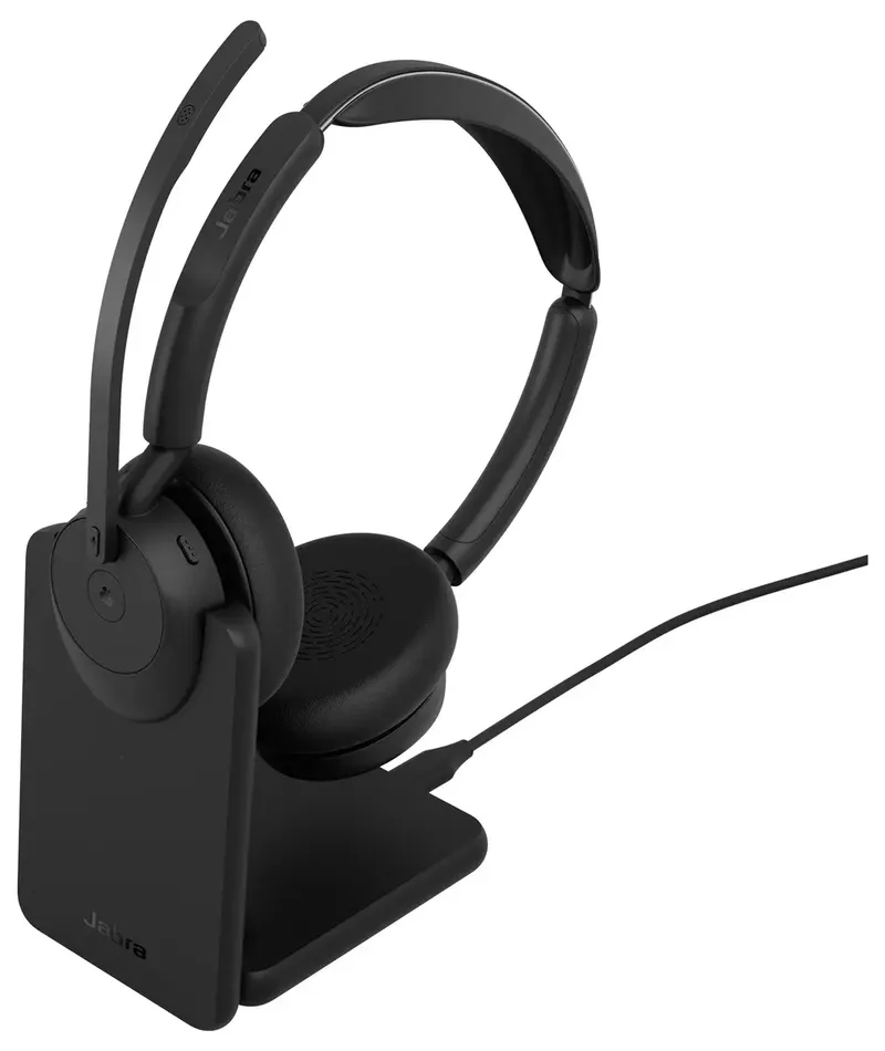 Evolve3 45 MS Stereo Black (USB-C) + Oplaadstandaard - Headset de Jabra – jaquette 2 sur 2