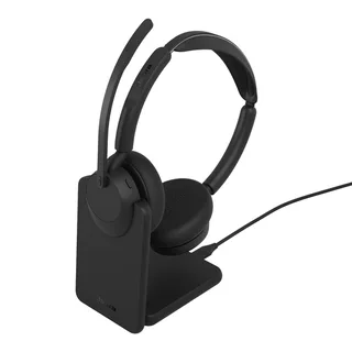 Evolve3 45 UC Stereo Black (USB-A) + Oplaadstandaard - Headset de Jabra – jaquette 1 sur 2