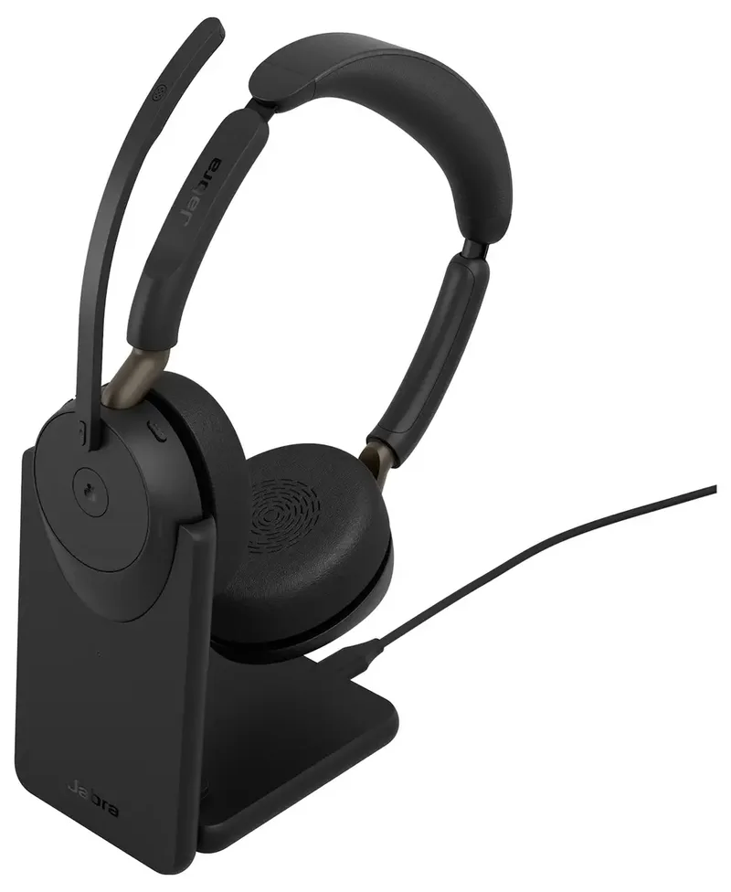 Evolve3 65 MS Stereo Black (USB-A) + Oplaadstandaard - Headset de Jabra – jaquette 2 sur 2