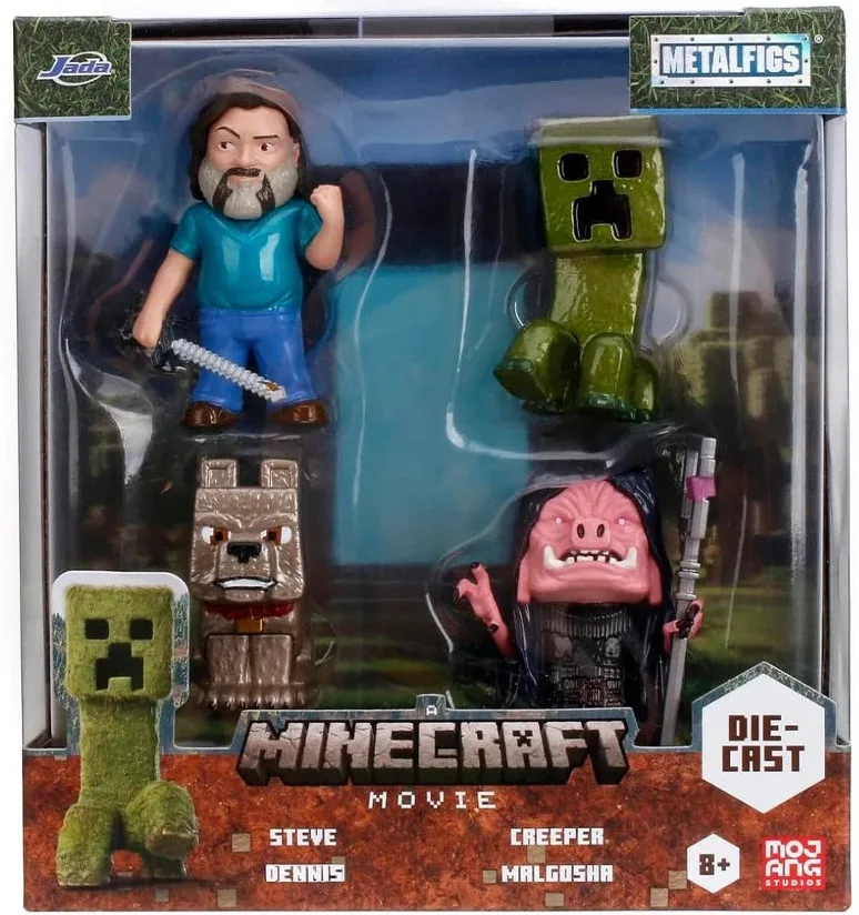 A Minecraft Movie Metalfigs Diecast Mini Figures 4 Pack - Steve, Creeper, Dennis & Malgosha van Jada Toys – cover