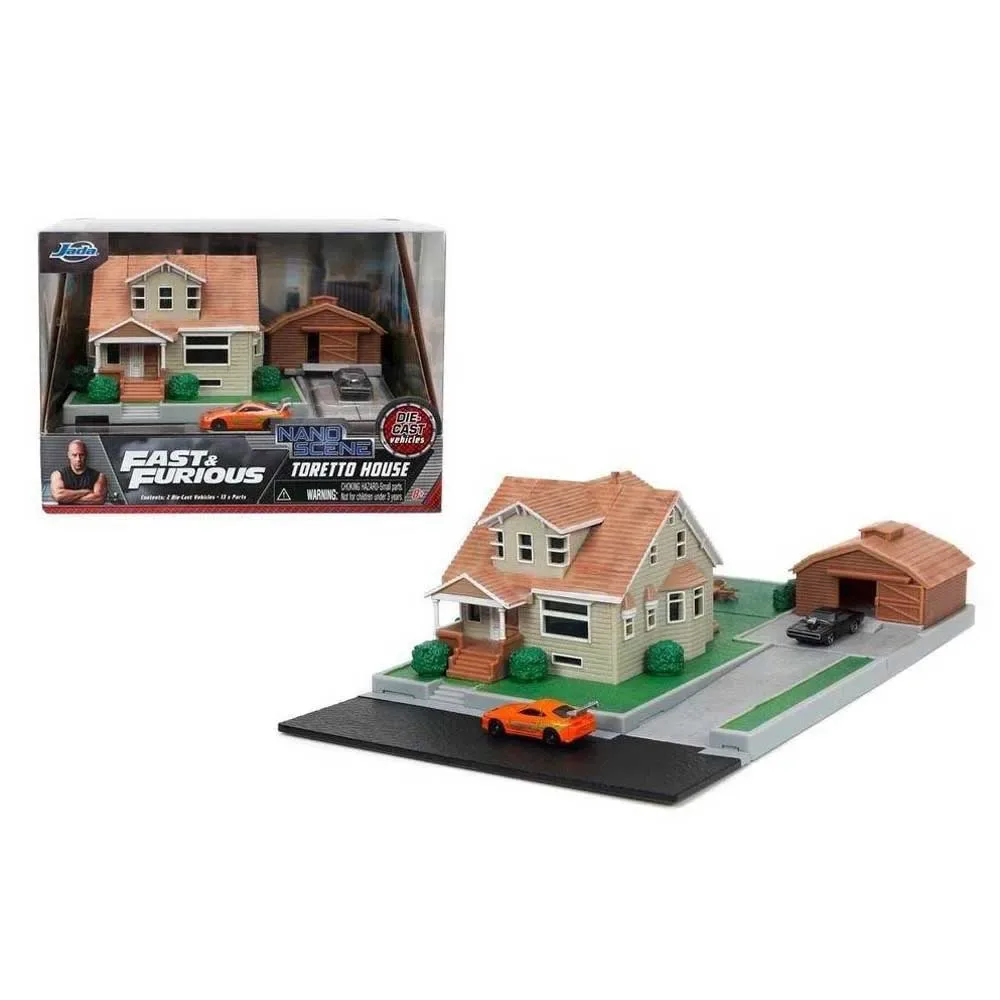 Fast & Furious Toretto´s Huis/garage Met 2 Nano-voertuigfiguren by Jada Toys – cover