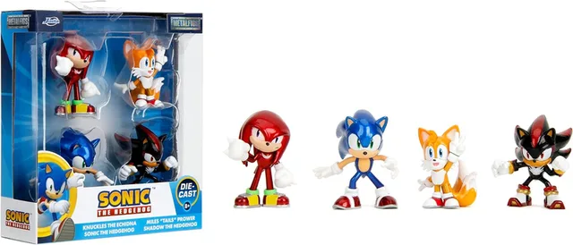 Sonic the Hedgehog Metalfigs Diecast Mini Figures 4 Pack - Knuckles, Tails, Sonic & Shadow