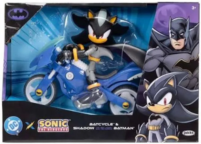DC x Sonic The Hedgehog Figure - Shadow With Batcycle van Jakks Pacific – cover