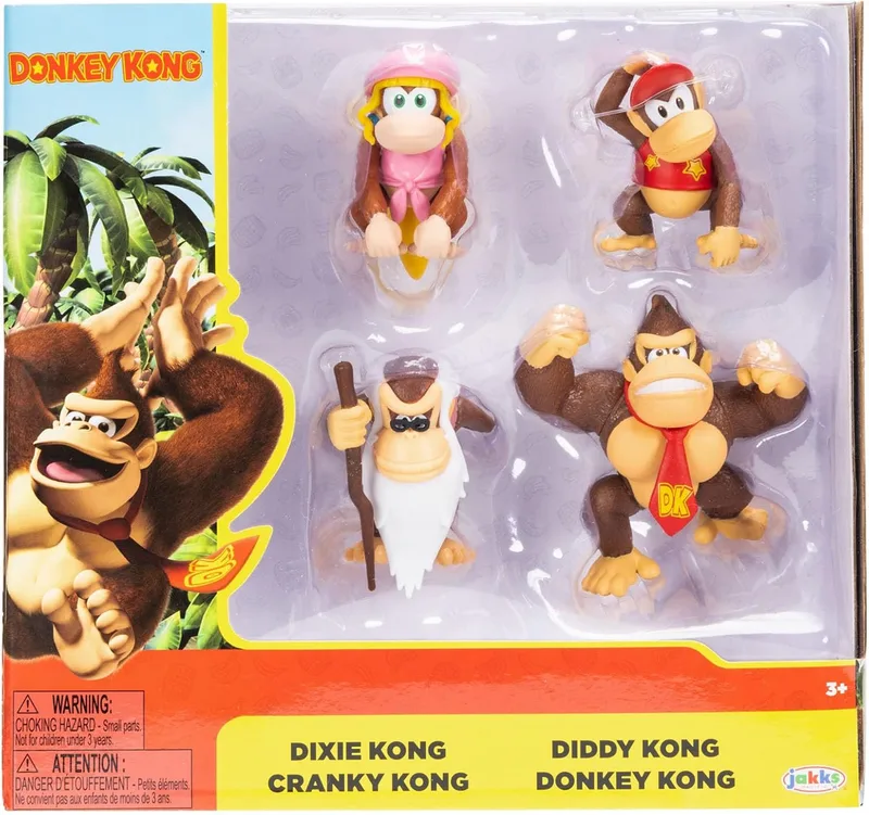 Donkey Kong Action Figure 4-Pack - Dixie Kong / Diddy Kong / Cranky Kong / Donkey Kong van Jakks Pacific – cover