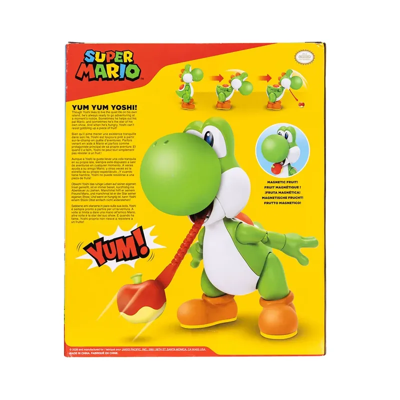 Super Mario Action Figure - Yum Yum Yoshi with Extendable Tongue de Jakks Pacific – jaquette 5 sur 5