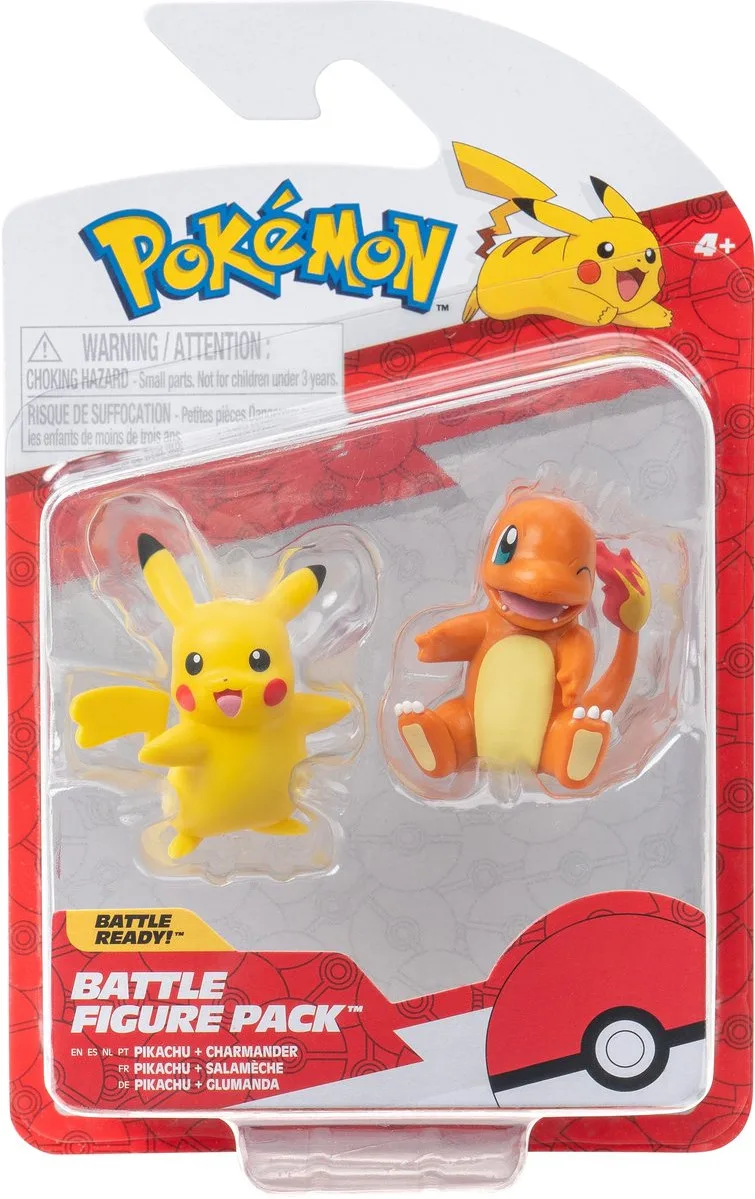 Pokemon Battle Feature Figure - Pikachu & Charmander (Female Pikachu & Sitting Charmander) by Jazwares – cover