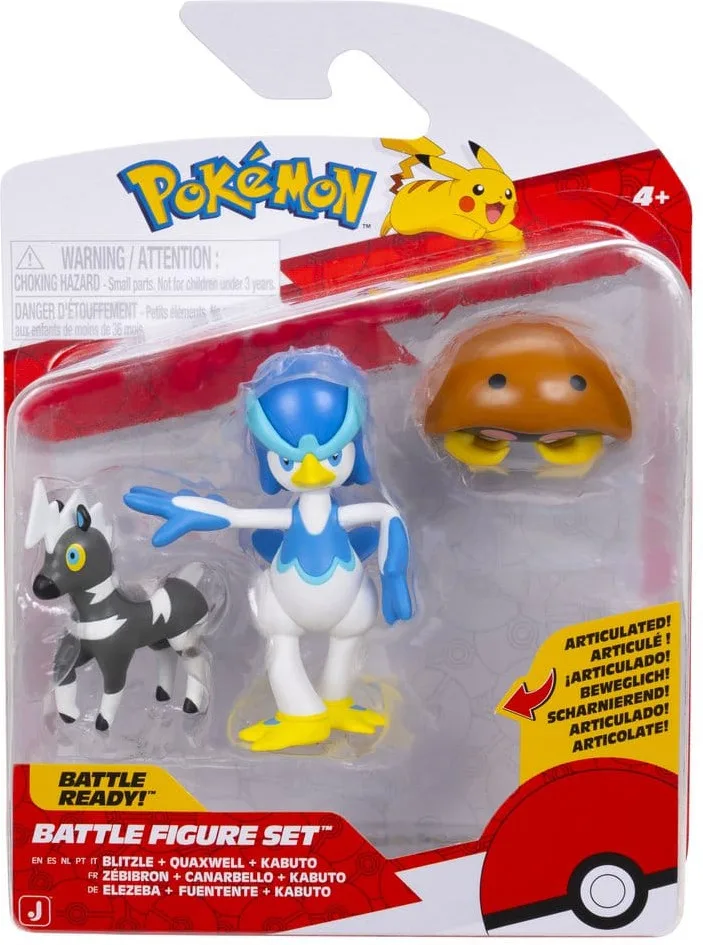 Pokemon Battle Feature Figure Set - Blitzle, Kabuto & Quaxwell van Jazwares – cover