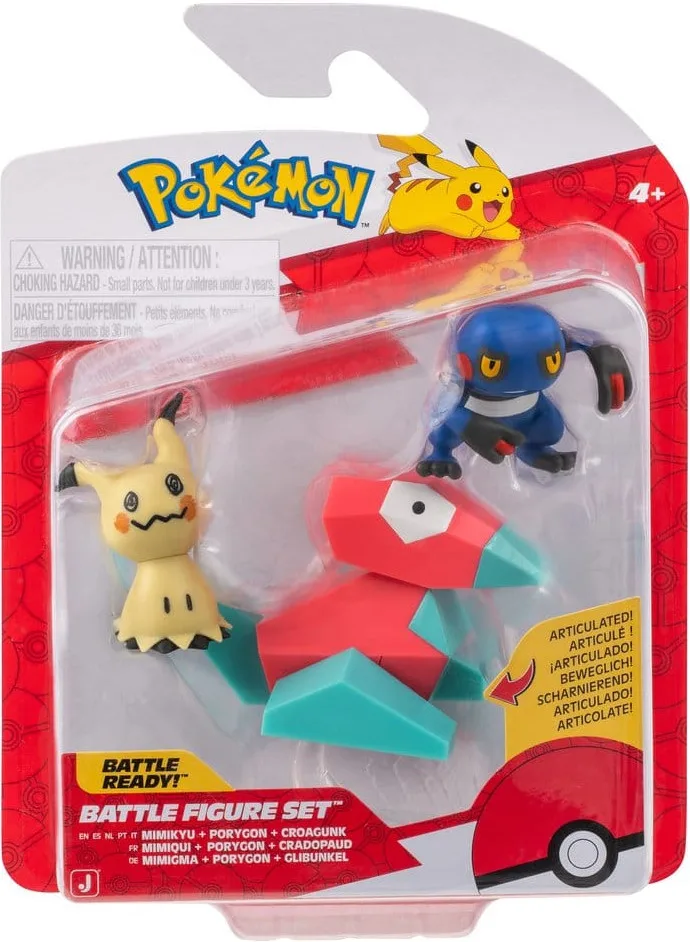 Pokemon Battle Feature Figure Set - Mimikyu, Porygon & Croagunk by Jazwares – cover