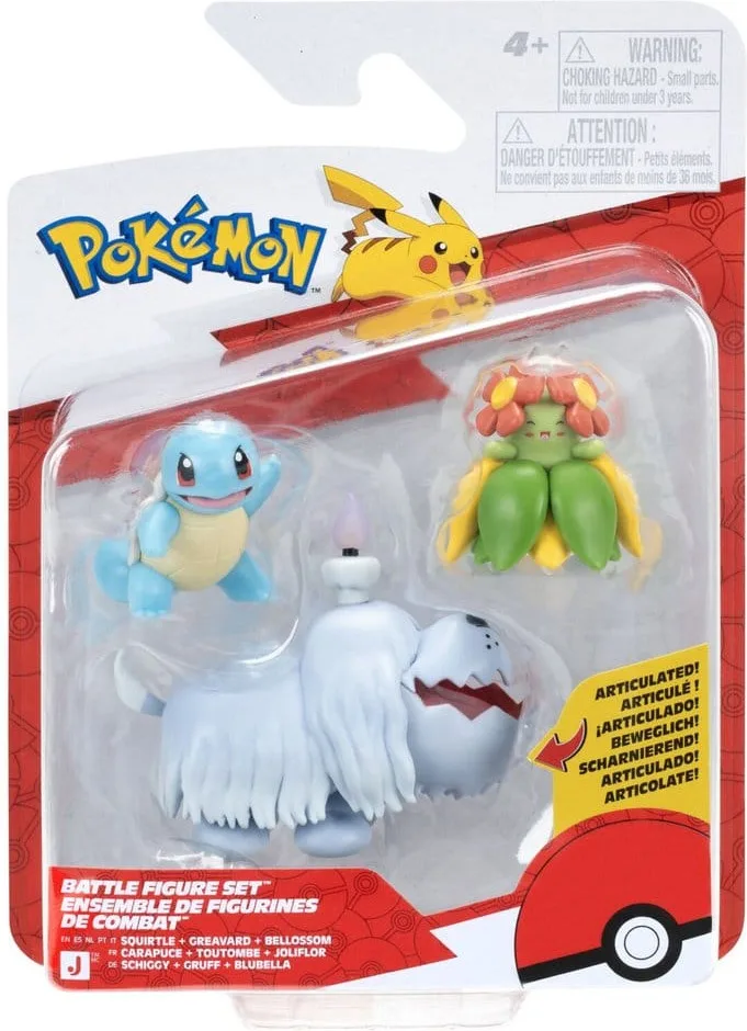 Pokemon Battle Feature Figure Set - Squirtle, Greavard & Bellossom by Jazwares – cover