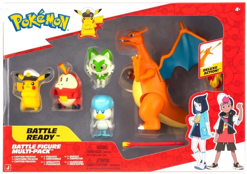 Pokemon Battle Figure Multi Pack (Captain Pikachu & Charizard + 3 Figures) by Jazwares – cover