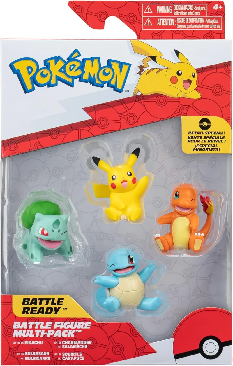 Pokemon Battle Figure - Multi Pack (Pikachu, Bulbasaur, Charmander & Squirtle) van Jazwares – cover