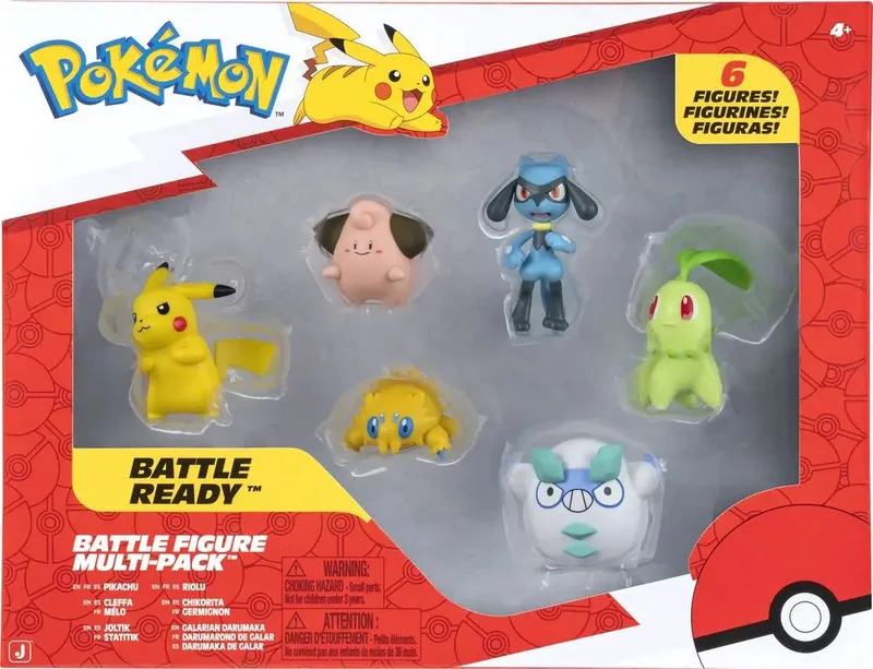 Pokemon Battle Figure - Multi Pack (Pikachu, Cleffa, Joltik, Riolu, Chikorita & Galarian Darumaka) van Jazwares – cover