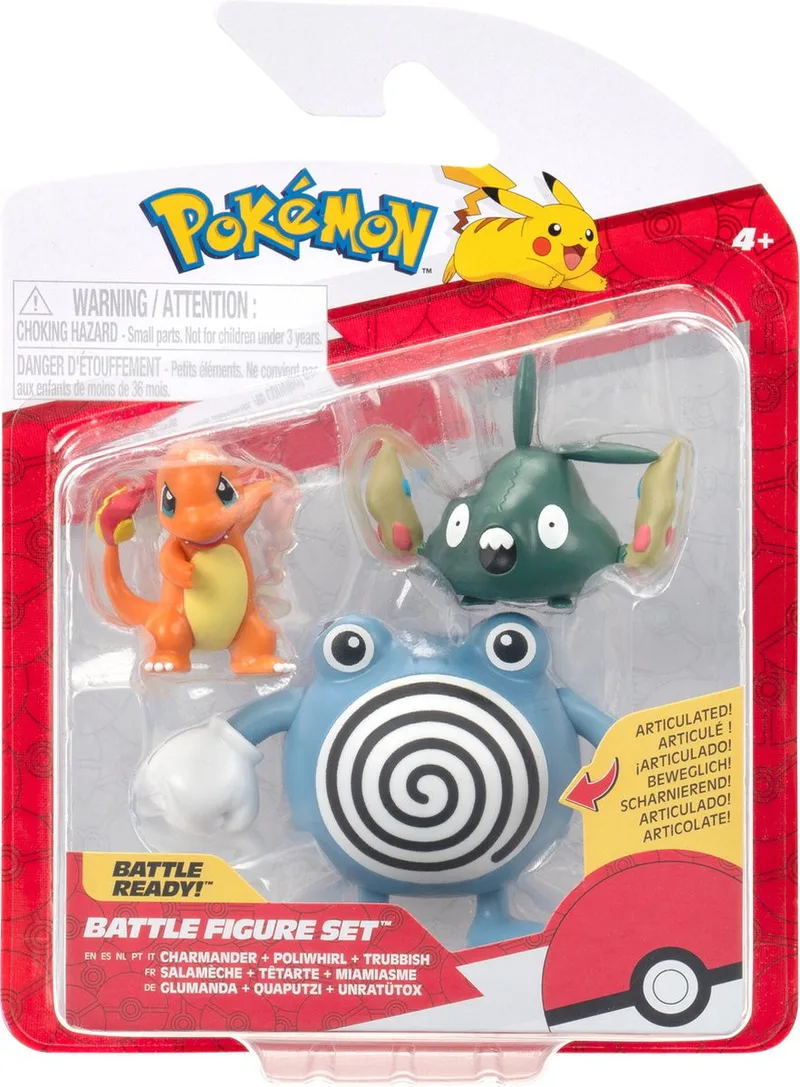 Pokemon Battle Figure Pack - Charmander, Poliwhirl & Trubbish by Jazwares – cover
