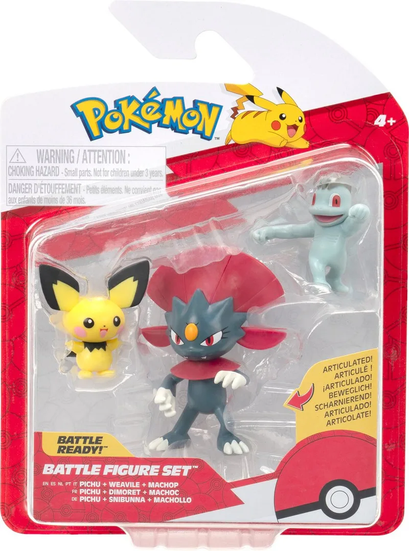 Pokemon Battle Figure Pack - Pichu, Weavile & Machop van Jazwares – cover