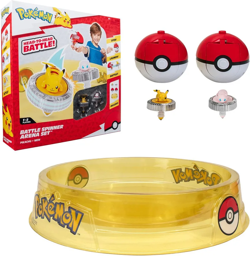 Pokemon Battle Spinner 2-Pack with Stadium - Pikachu & Mew de Jazwares – jaquette