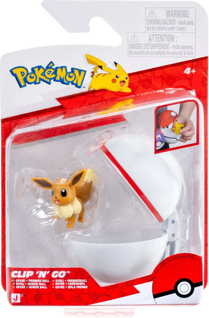 Pokemon Figure - Eevee + Premier Ball (Clip 'n' Go) de Jazwares – jaquette