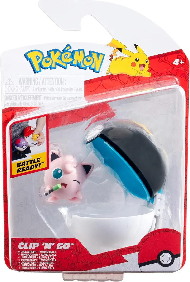 Pokemon Figure - Jigglypuff + Moon Ball (Clip 'n' Go) van Jazwares – cover