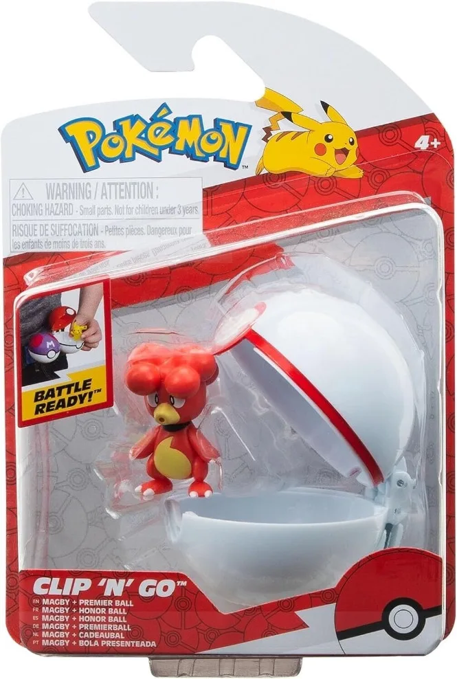Pokemon Figure - Magby + Premier Ball (Clip 'n' Go) van Jazwares – cover
