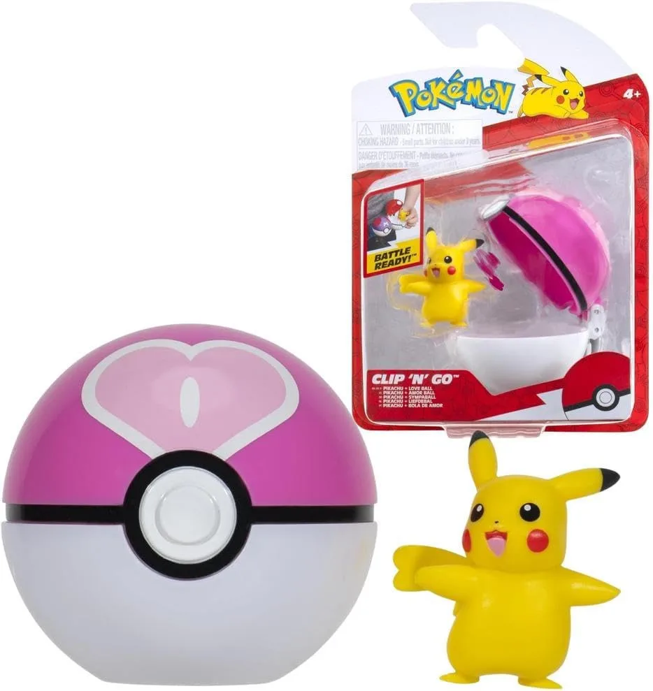 Pokemon Figure - Pikachu + Love Ball (Clip 'n' Go) by Jazwares – cover