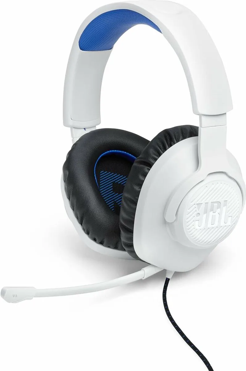 Quantum 100P - Gaming Headset voor PlayStation - Bedraad - Over-Ear - PS4/PS5, PC, Xbox & Nintendo Switch by JBL, White, Blue – cover