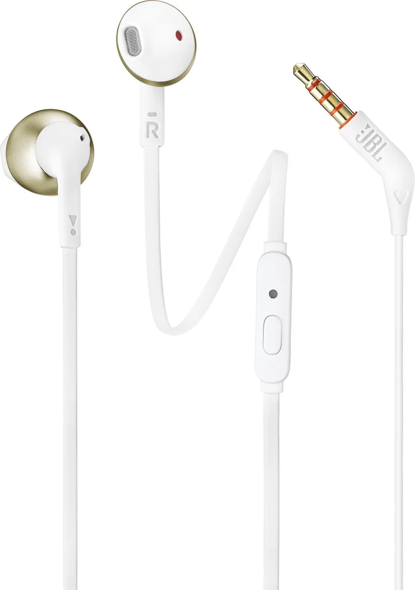 Tune 205 - Earbud Oordopjes Bedraad - Oortjes met Microfoon - 3.5 mm Koptelefoon Aansluiting - Half-open In-ear - Pure Bass Sound - Goud by JBL, Champagne – cover