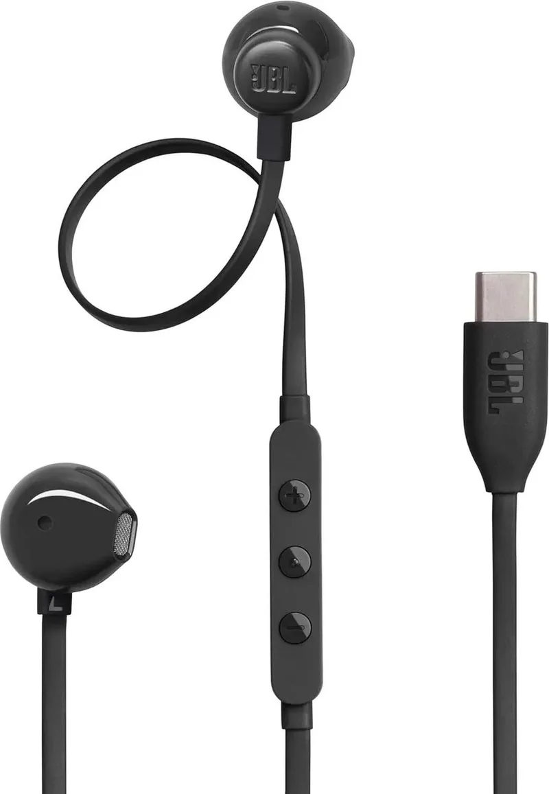 Tune 305C USB-C | Bedrade In-Ear Oordopjes | JBL Pure Bass Sound | USB-C Aansluiting | Hi-Res Audio | Ingebouwde Microfoon | 3-Knops Afstandsbediening fra JBL, Sort – cover