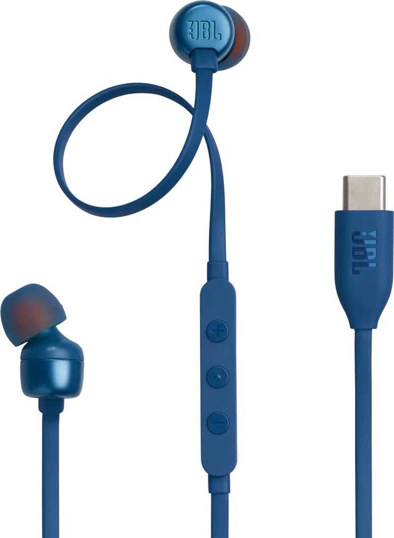 Tune 310C - USB-C Oordopjes voor iPhone 15, 16 & 17 - Bedrade In-ear met Microfoon - Oortjes Bedraad van JBL, Blauw – cover