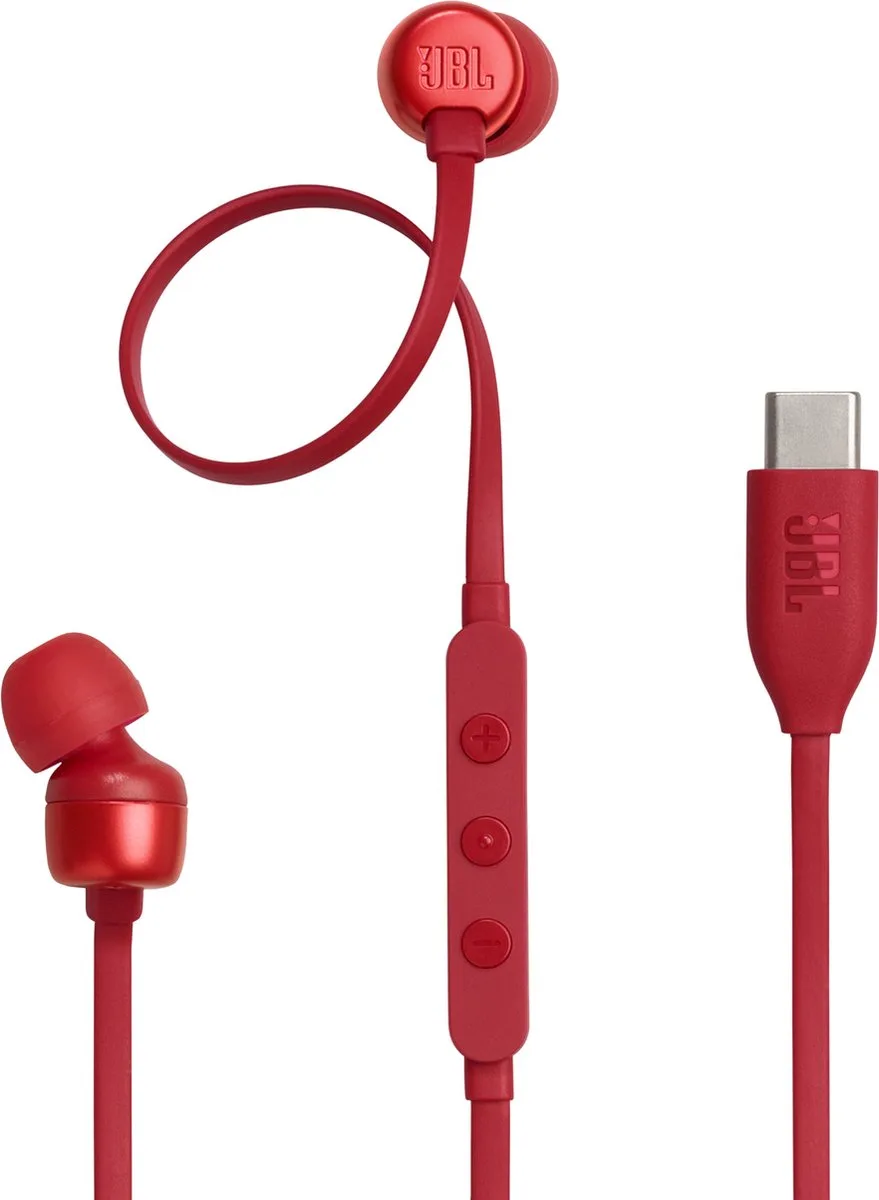 Tune 310C - USB-C Oordopjes voor iPhone 15, 16 & 17 - Bedrade In-ear met Microfoon - Oortjes Bedraad by JBL, Red – cover