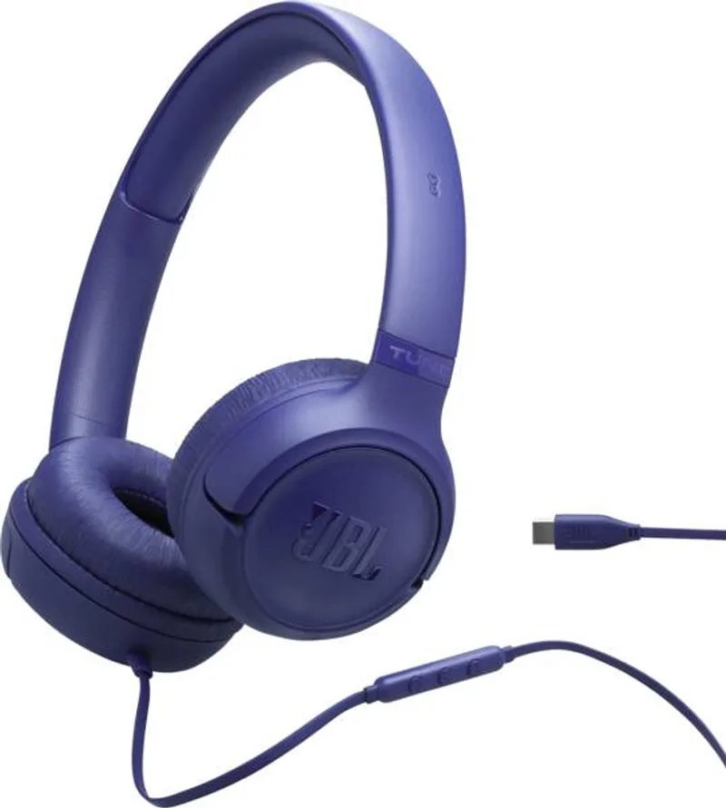 Tune 530 USB-C - USB C Koptelefoon - Bedrade On-ear Headset voor iPhone 15, 16 & 17 - Met Microfoon de JBL, Bleu – jaquette