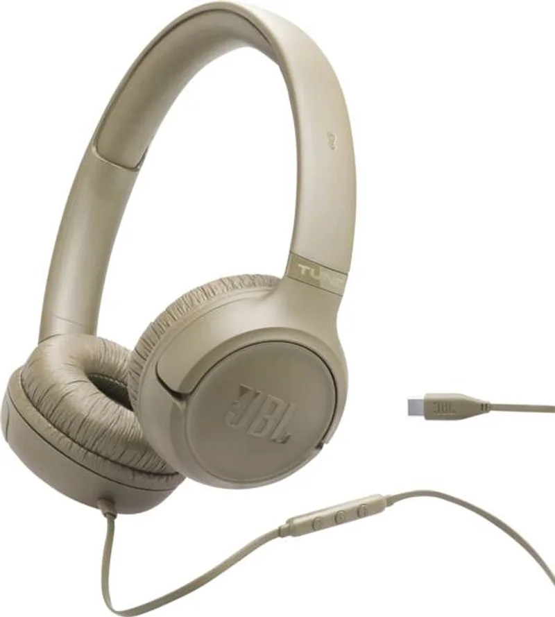Tune 530 USB-C - USB C Koptelefoon - Bedrade On-ear Headset voor iPhone 15, 16 & 17 - Met Microfoon by JBL, Beige – cover