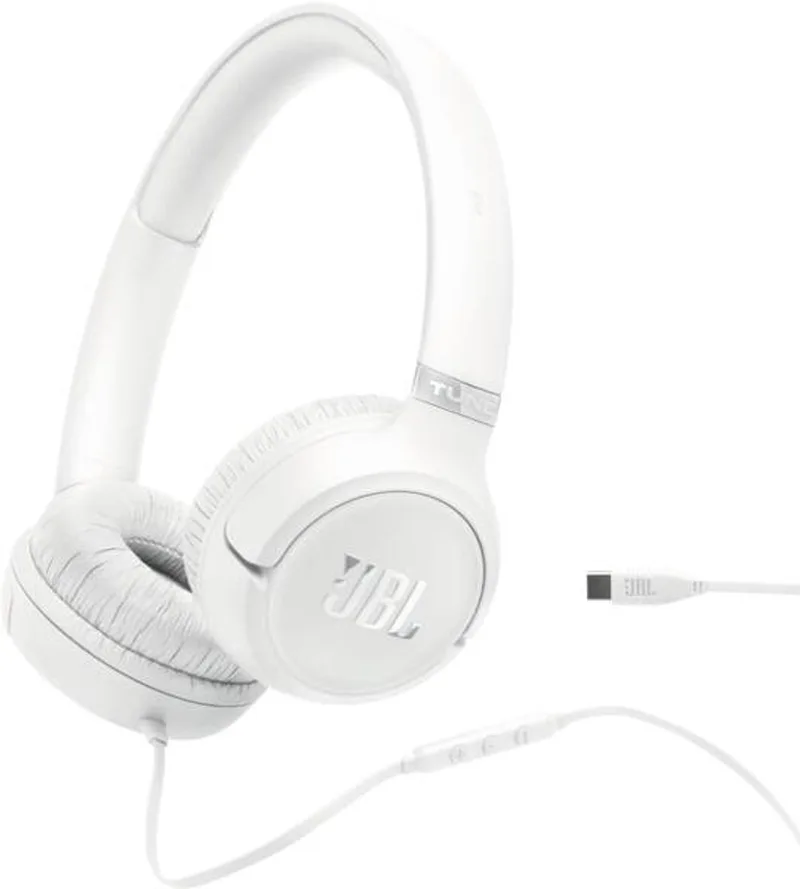 Tune 530 USB-C - USB C Koptelefoon - Bedrade On-ear Headset voor iPhone 15, 16 & 17 - Met Microfoon by JBL, White – cover