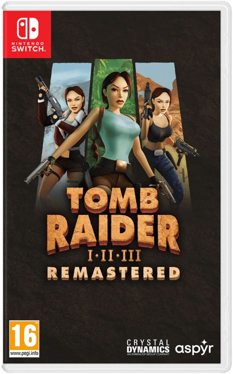 Tomb Raider I-II-III Remastered Starring Lara Croft (Switch) Remasterd Duits, Engels, Spaans, Frans, Italiaans, Portugees, Russisch de Just for Games, Nintendo Switch – jaquette
