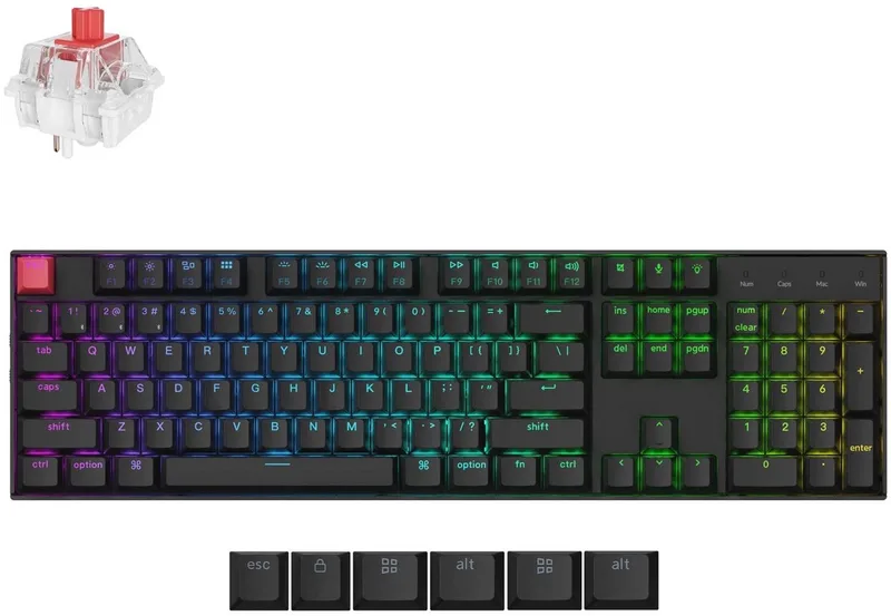 K10 QMK Version 2 Mechanisch Toetsenbord - Bluetooth & USB-C - RGB - Full Size met Numeriek Toetsenblok - QWERTY de Keychron, Noir, US – jaquette