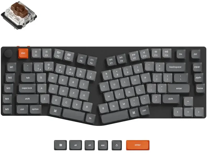 K15 Max Ergonomisch toetsenbord - K15M-H3 - Low Profile Gateron Brown switches (Alice layout) van Keychron, Grijs – cover