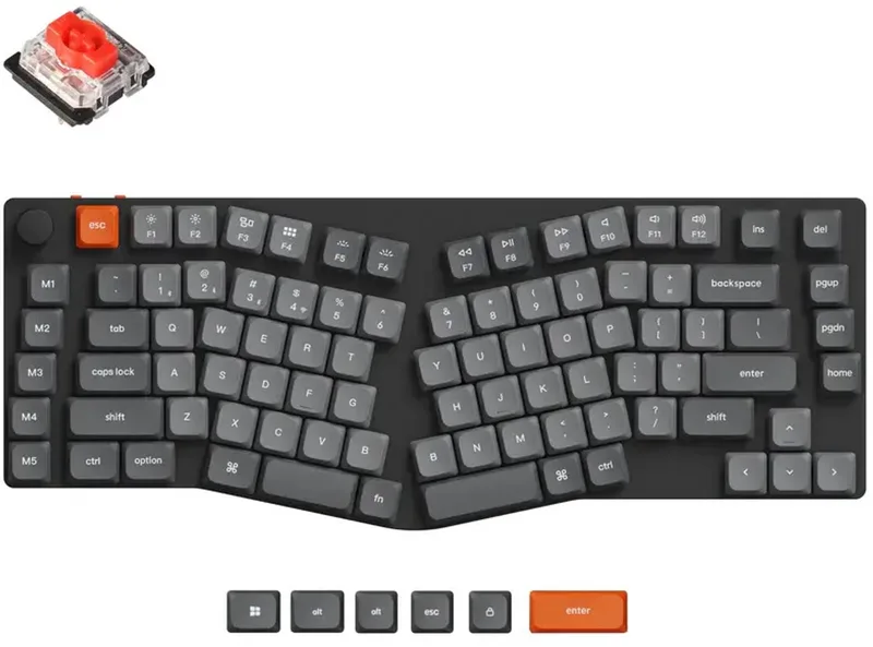 K15 Max Ergonomisch toetsenbord red switch van Keychron, Grijs – cover