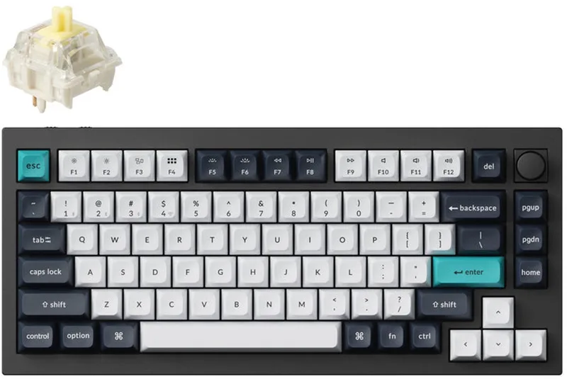 Q1 Max toetsenbord Banana switch Universeel USB + RF Wireless + Bluetooth zwart de Keychron, Noir, Cyaan, Bleu foncé, Blanc – jaquette