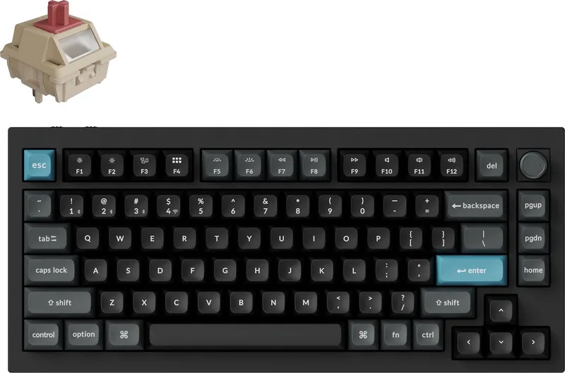 Q1 Ultra - Mechanisch Toetsenbord - Draadloos - US Qwerty - 75% - Rode Switch van Keychron, Zwart, US – cover