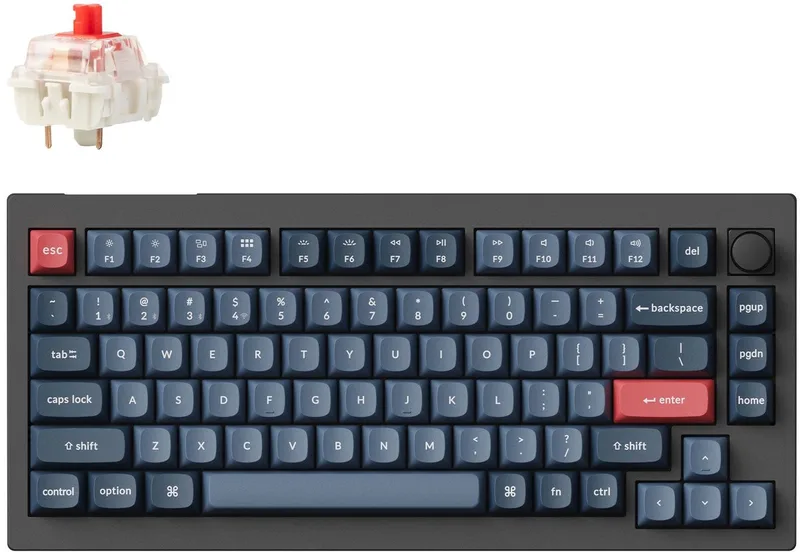 V1 Max QMK/VIA toetsenbord red switch van Keychron, Zwart, Grijs – cover