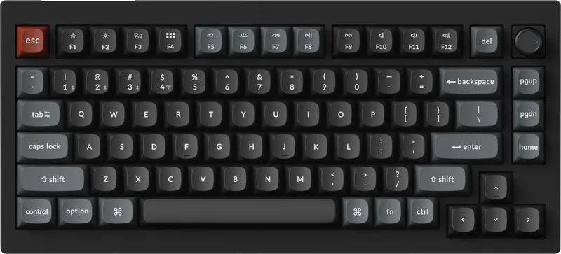 V1 Ultra - Mechanisch Toetsenbord - Draadloos - US Qwerty - 75% - Banana Switch van Keychron, Zwart, US – cover