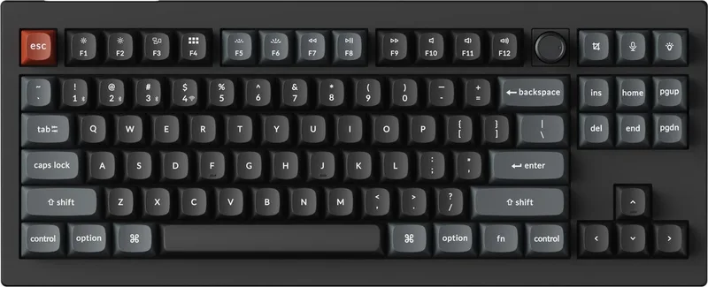 V3 Ultra - Mechanisch Toetsenbord - Draadloos - US Qwerty - 80% - Bruine Switch de Keychron, Noir, US – jaquette