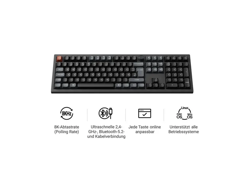 V6 Ultra 8K Swappable RGB Backlight Red Switch - Black - Tastatur by Keychron, Black, DE – cover 1 of 5
