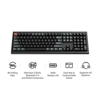 V6 Ultra - Mechanisch Toetsenbord - Draadloos - 100% - Banana Switch - Zwart by Keychron, Black, US – cover 4 of 6