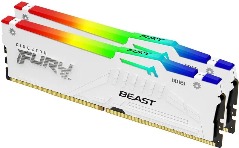 Beast RGB White - Geheugen DDR5 - 64 GB: 2 x 32 GB - 288-PIN - 6000 MHz / PC5-48000 - CL30 - 1.4V - On-Die ECC - Intel XMP 3.0 - AMD EXPO de Kingston – jaquette
