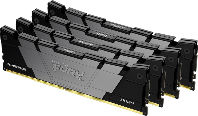 FURY 64GB 3600MT/s DDR4 CL16 DIMM (set van 4) 1Gx8 Renegade Zwart de Kingston – jaquette
