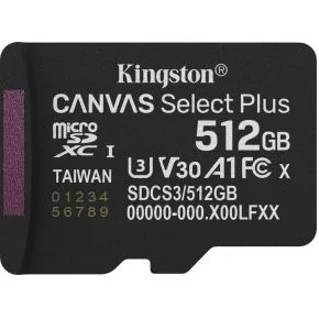 MicroSD Canvas Select Plus Gen3 de Kingston, 512 GB – jaquette