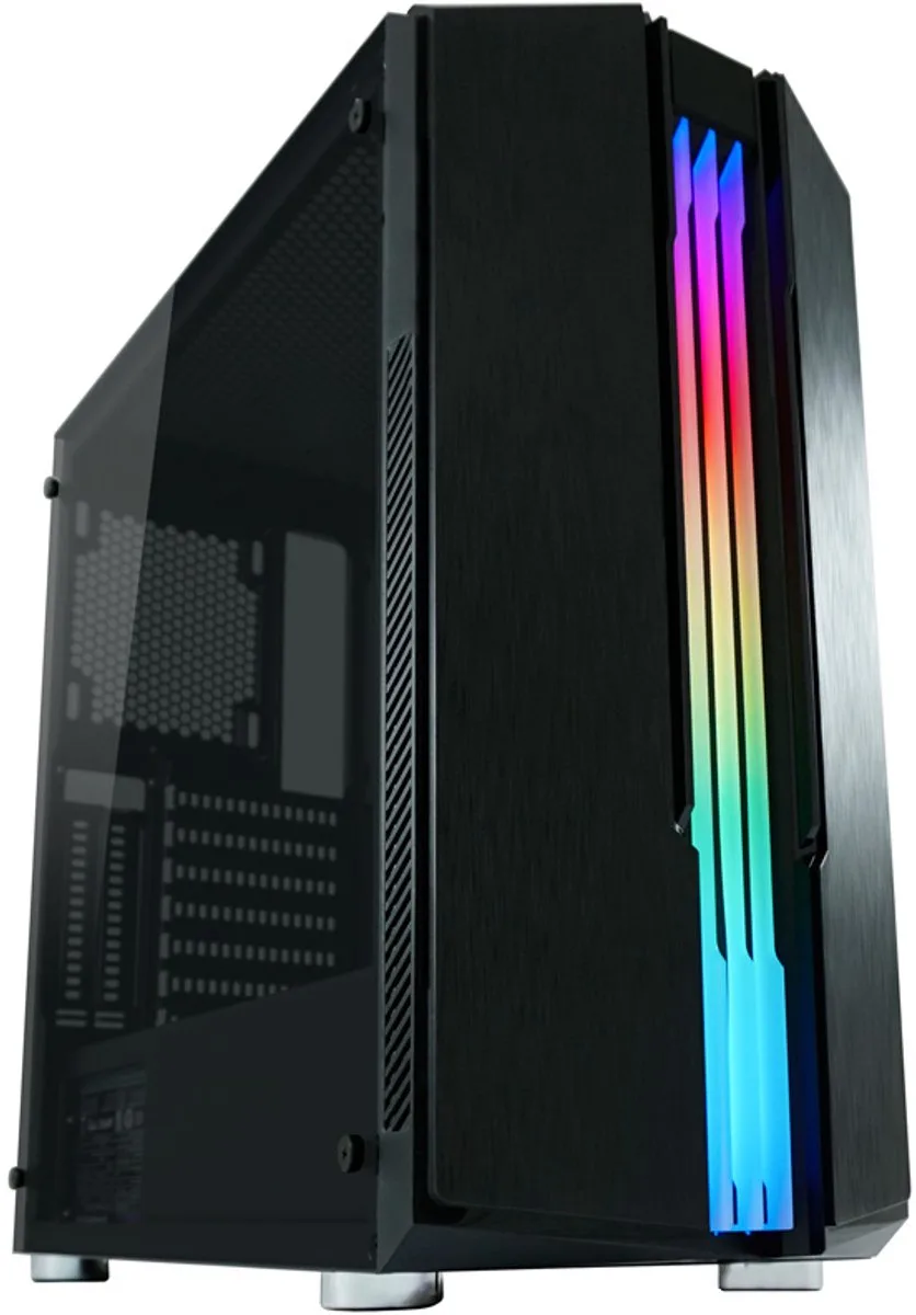 Skyscraper Midi Tower ATX PC Case - Computer Behuizing - RGB Case - Game PC - Gehard Glas - Zwart by LC-Power, Zwart 702B – cover