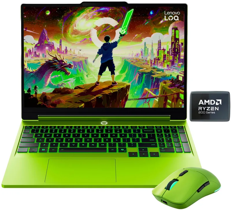 LOQ 15AHP11 Limited Green Edition Gaming-Notebook (38,86 cm/15,3 Zoll, AMD Ryzen 7 250, GeForce RTX 5070, 16 GB, 1000 GB SSD) de Lenovo, Vert – jaquette
